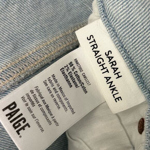 Paige Sarah Straight Ankle Distressed Buttonfly Jeans womens size 30 - Picture 9 of 11